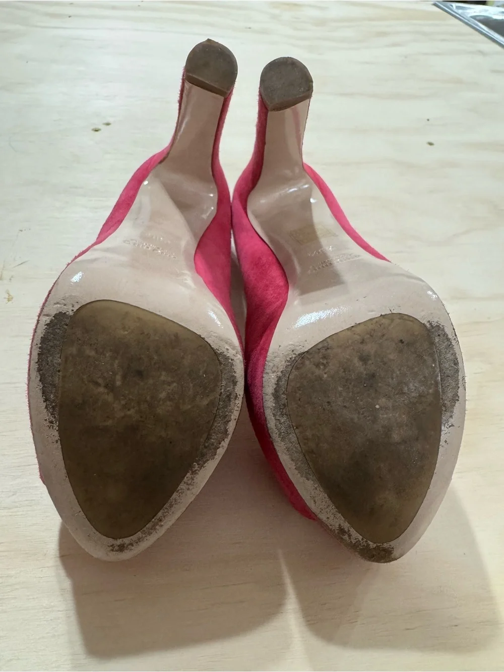 Miu Miu Hot Pink Suede Peep-Toe Platform Pumps